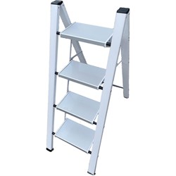 Алюминиевая стремянка SevenBerg milano 4 широкие ступени белая - фото 16863473