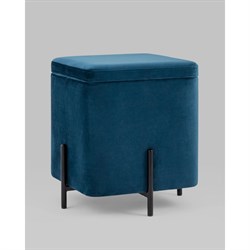 Пуф Стул Груп Грейс с ящиком для хранения, велюр, квадрат, синий - фото 16946831