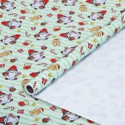 Бумага упаковочная мелованная BIG SIZE новогодняя "Гномики", 0,7х10 м, ЗОЛОТАЯ СКАЗКА, 592195 - фото 17003276