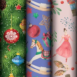 Бумага упаковочная новогодняя НАБОР 3 шт., "X-mas toys", 70х100 см, 3 дизайна, ЗОЛОТАЯ СКАЗКА, 592611 - фото 17003286