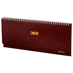 Планинг датированный 2026 300х130 мм, STAFF, гребень, обложка бумвинил, 64 л., бордовый, 117359 - фото 17011889
