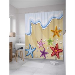 Шторка-занавеска для ванной JoyArty Морские звезды - фото 17013979