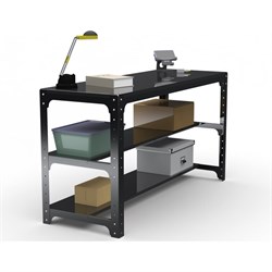 Стол металлический ООО Металекс серия KIT 750х1500х600 мм, мм, две полки мм, перфопанель с комплектом аксессуаров, серый - фото 17014117