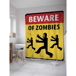 Шторка-занавеска для ванной JoyArty остерегайся зомби - фото 17014620