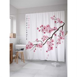 Шторка-занавеска для ванной JoyArty Японские цветы - фото 17014640