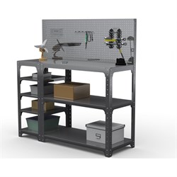 Стол-верстак ООО Металекс KIT 950х1000х500 мм, с боковыми полками, перфопанелью и комплектом аксессуаров, серый - фото 17014715