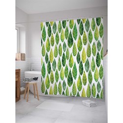 Шторка-занавеска для ванной JoyArty Зеленые листья - фото 17014750
