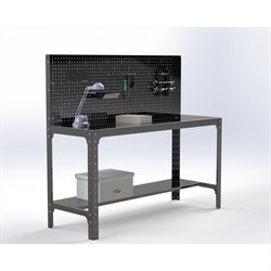 Стол металлический ООО Металекс серия KIT 750x1300x500 + две полки + перфопанель с комплектом аксессуаров, О, рост Ч , рост - фото 17014945