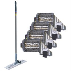 Швабра VILEDA "УльтраСпид Про" КОМПЛЕКТ держатель-флаундер 40см, черенок 150см + 4МОПа, 166391 - фото 17370358