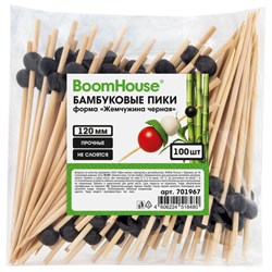Шпажки-пики для канапе бамбуковые форма "Жемчужина чёрная" 12 см, 100 шт., BOOMHOUSE (БУМХАУС), 701967 - фото 17373639