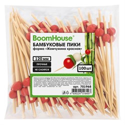 Шпажки-пики для канапе бамбуковые форма "Жемчужина красная" 12 см, 100 шт., BOOMHOUSE (БУМХАУС), 701968 - фото 17373640