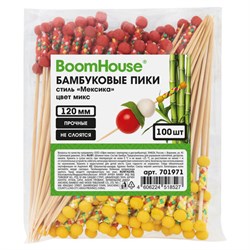 Шпажки-пики для канапе бамбуковые стиль "Мексика" цвет микс 12 см, 100 шт., BOOMHOUSE (БУМХАУС), 701971 - фото 17373643
