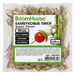 Шпажки-пики для канапе бамбуковые форма "Узелок" 9 см, 100 шт., BOOMHOUSE (БУМХАУС), 701974 - фото 17373646