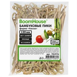 Шпажки-пики для канапе бамбуковые форма "Узелок" 12 см, 100 шт., BOOMHOUSE (БУМХАУС), 701976 - фото 17373648
