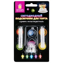 Цифра-подсвечник "8" светодиодная, ЗОЛОТАЯ СКАЗКА, в наборе 4 свечи 6 см, 1 батарейка, 591431 - фото 17377943