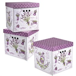 Короб для хранения из плотного микрогофрокартона 315х315х315 мм, КОМПЛЕКТ 3 шт., BRAUBERG HOME "Лаванда", 271817 - фото 17379532