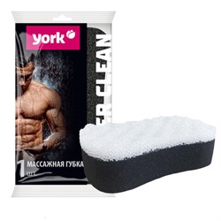 Губка для тела массажная, 16,4х9,3х5см, 18г/м3, европодвес, Black&White, YORK, 011080 - фото 17387616