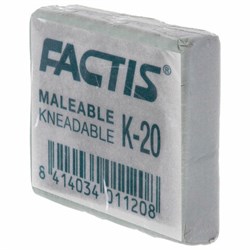 Ластик-клячка художественный FACTIS K 20 (Испания), 37х29х10 мм, супермягкий, серый, CCFK20 - фото 17415652