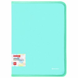 Папка объемная на молнии пластиковая BRAUBERG PASTEL, А4, 330х240 мм, 600 мкм, цвет мятный, 271973 - фото 17448257
