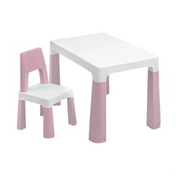 Стол детский + стул BRABIX KIDS CS-003, 2-7 лет, пластик белый + розовый, 533291 - фото 17484970