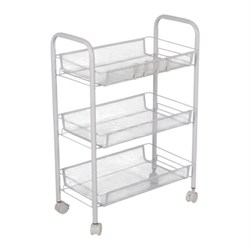 Этажерка (тележка) BOOMHOUSE (БУМХАУС) RC-003 3 яруса, на колесах, В62,5хШ42,5хГ25,5 см, металл, белая, 701456 - фото 17496941