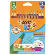 Карандаши цветные утолщенные BIC "Kids Evolution Triangle", 12 цветов, трехгранные, грифель 4 мм, 8297356