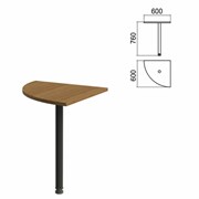 Стол приставной угловой "Арго", 600х600х760 мм, орех/опора черная (КОМПЛЕКТ)