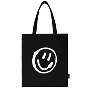 Сумка шоппер BRAUBERG, канвас, 40х35 см, черный, "Smiley", 271900