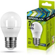 Электрическая светодиодная лампа Ergolux LED-G45-7W-E27-6K Шар