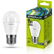 Светодиодная лампа Ergolux LED-G45-9W-E27-6K Шар