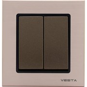 Двухклавишный выключатель Vesta Electric Exclusive Champagne Metallic