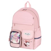 Рюкзак BRAUBERG PASTEL с термонашивками в комплекте, "Anime kitten", персиковый, 40х29х14 см, 272065