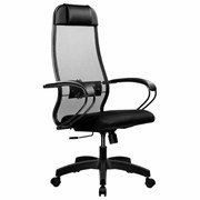 Кресло офисное МЕТТА "К-11", пластик, ткань-сетка, сиденье мягкое, черное