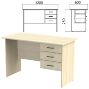 Стол письменный "Канц", 1200х600х750 мм, тумба 3 ящика, цвет дуб молочный (КОМПЛЕКТ)