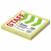 Блок самоклеящийся (стикеры) STAFF STANDARD, ПАСТЕЛЬНЫЙ 51х51 мм, желтый, 100 листов, 116577
