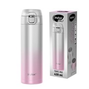 Термокружка 420 мл JOYLUX (ДЖОЙЛЮКС) ULTRA GRADIENT, нержавеющая сталь SUS304, белый/розовый, 700276
