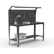 Стол металлический ООО Металекс серия KIT 750х1300х500 мм, одна полка мм, перфопанель с комплектом освещения, черный