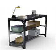 Стол металлический ООО Металекс серия KIT 750х1500х600 мм, мм, две полки мм, перфопанель с комплектом аксессуаров, серый