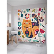 Шторка-занавеска для ванной JoyArty Расписной котейка