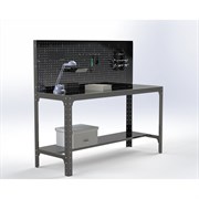 Стол металлический ООО Металекс серия KIT 750x1300x500 + две полки + перфопанель с комплектом аксессуаров, О, рост Ч , рост