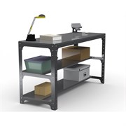 Стол металлический ООО Металекс серия KIT 750х1100х500 мм, 2-е полки мм, перфопанель с комплектом освещения, серый