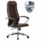 Кресло офисное МЕТТА "К-29" хром, экокожа, сиденье и спинка мягкие, темно-коричневое - фото 11116989
