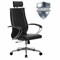 Кресло офисное МЕТТА "К-32" хром, экокожа, подголовник, сиденье и спинка мягкие, черное - фото 11117023