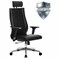 Кресло офисное МЕТТА "К-32-2D" хром, экокожа, подголовник, сиденье и спинка мягкие, черное - фото 11117047