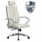 Кресло офисное МЕТТА "К-34" хром, экокожа, подголовник, сиденье и спинка мягкие, белое - фото 11117060