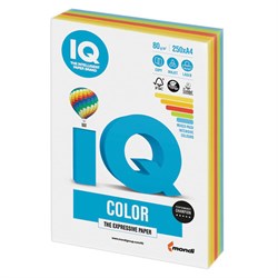 Бумага цветная IQ color, А4, 80 г/м2, 250 л., (5 цветов x 50 листов), микс интенсив, RB02 - фото 10997155