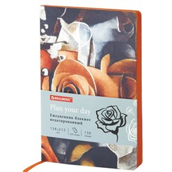Ежедневник недатированный А5 (138х213 мм), BRAUBERG VISTA, под кожу, гибкий, 136 л., "Rose flower", 112016 - фото 11001606