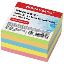 Блок для записей BRAUBERG проклеенный, 9х9х5 см, цветной, 129199 - фото 11015507