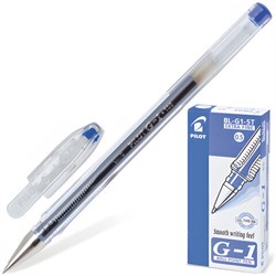 Ручка гелевая PILOT "G-1", СИНЯЯ, корпус прозрачный, узел 0,5 мм, линия письма 0,3 мм, BL-G1-5T - фото 11018829
