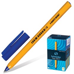 Ручка шариковая SCHNEIDER (Германия) "Tops 505 F", СИНЯЯ, корпус желтый, узел 0,8 мм, линия письма 0,4 мм, 150503 - фото 11019750
